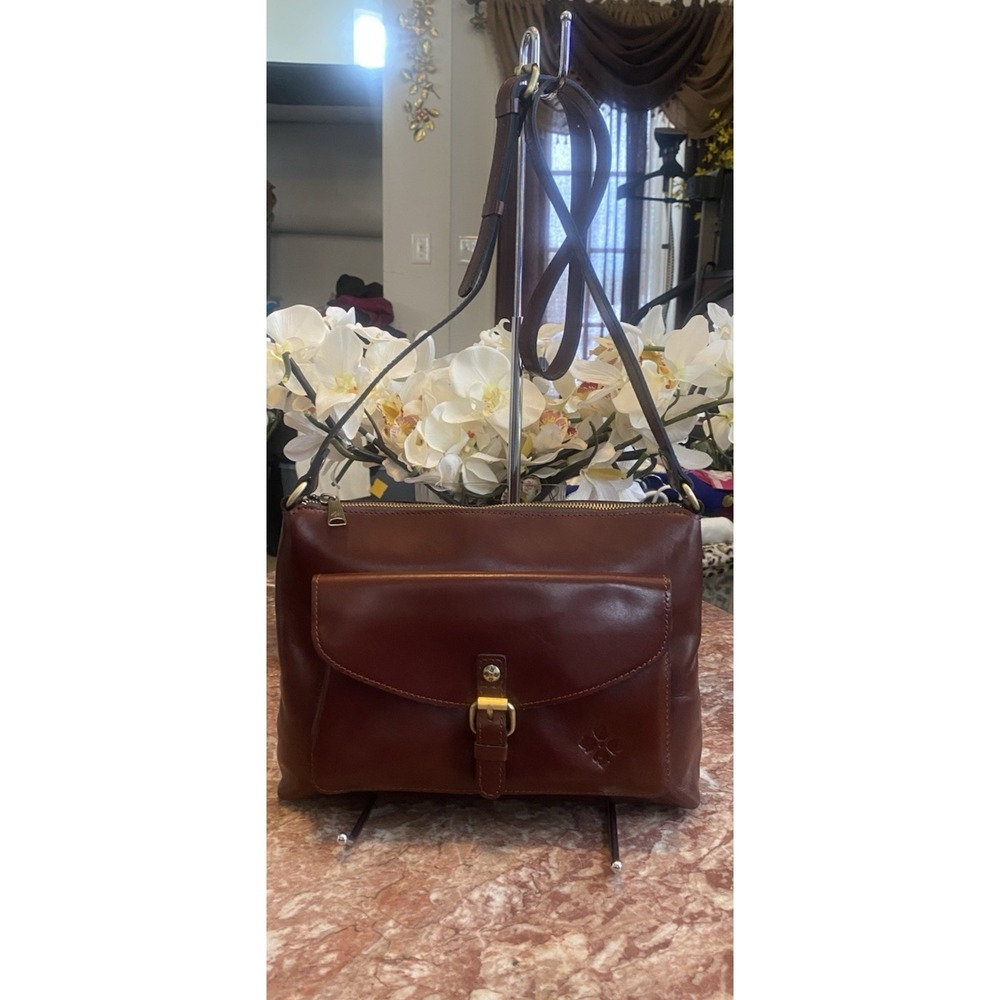 Patricia Nash Kirby East West Brown Leather Crossbody Bag EUC! $199